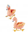 Balansoar pentru bebelusi, Flamingo, lemn + plus, cu rotile