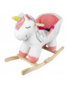 Balansoar pentru bebelusi, Unicorn, lemn + plus, roz+alb, 52