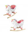 Balansoar pentru bebelusi, Unicorn, lemn + plus, roz+alb, 52