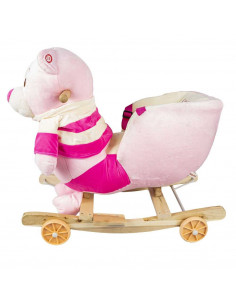 Balansoar pentru bebelusi, Ursulet, lemn + plus, cu rotile 2
