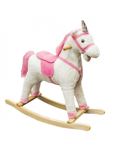 Unicorn balansoar, lemn + plus, roz, 78x28x68 cm,ROB-XL210