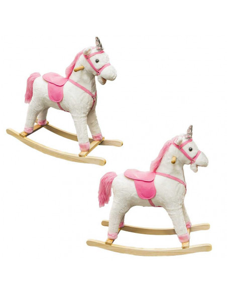 Unicorn balansoar, lemn + plus, roz, 78x28x68 cm,ROB-XL210