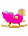 Balansoar pentru bebelusi, Ursulet, lemn + plus, roz, 60x34x45