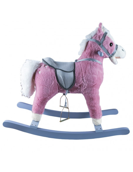 Calut balansoar, lemn + plus, roz, 74x33x62 cm,ROB-XL140S
