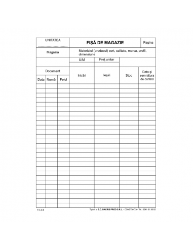 Set fisa magazie A5, 100 bucati,DIB500FMS100