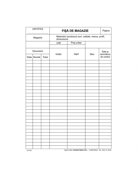 Set fisa magazie A5, 100 bucati,DIB500FMS100
