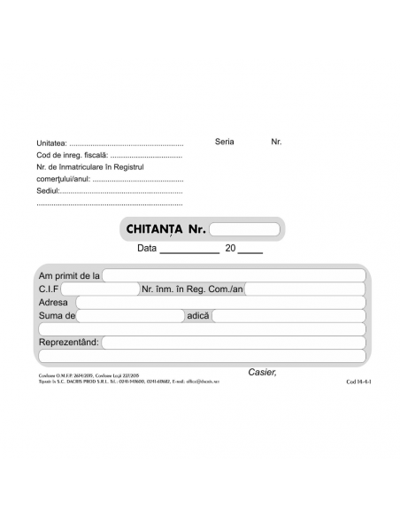 Set chitanta A6, 3 exemplare, autocopiativa, 5