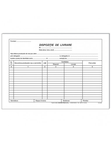 Dispozitie de livrare A5,DIB500DL