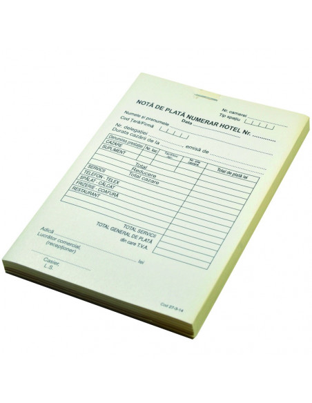 Nota de plata numerar hotel A6,DIB600NPNH