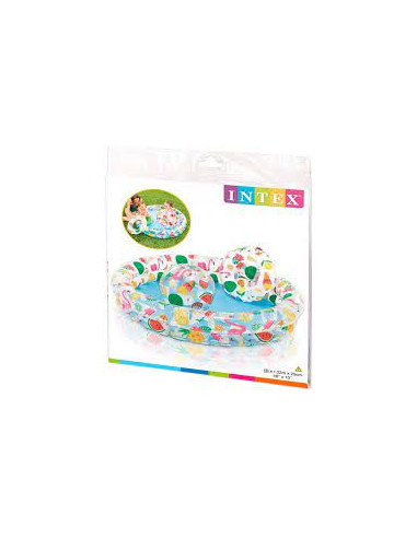 Piscina gonflabila Intex So Fruity, cu minge si colac, 122 x 25