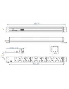 PDU BACHMANN, 1U pt. rack 19 inch, 9 prize Schuko, intrare 2