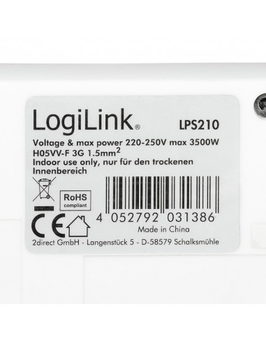 PRELUNGITOR LOGILINK, Schuko x 3, Euro skt x 4, conectare prin