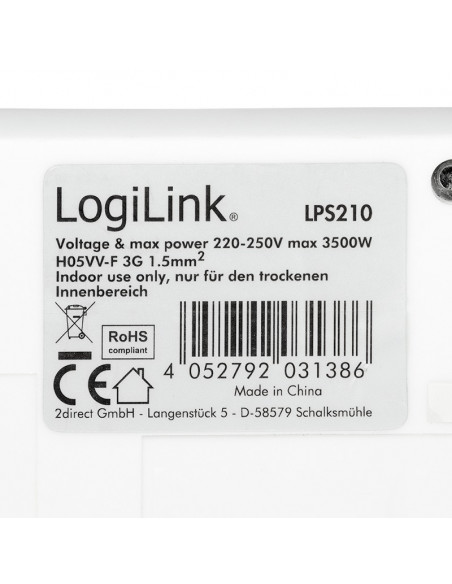 PRELUNGITOR LOGILINK, Schuko x 3, Euro skt x 4, conectare prin