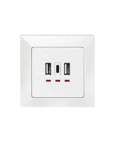 PRIZA LOGILINK, de perete, 2 x USB-A 5V/2.4A, 1 x USB-C 5V/3A