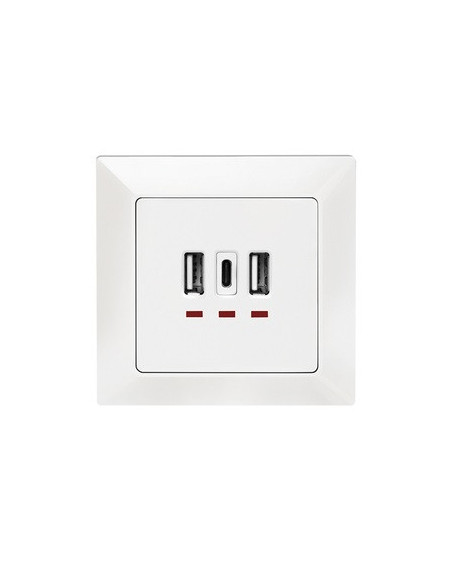 PRIZA LOGILINK, de perete, 2 x USB-A 5V/2.4A, 1 x USB-C 5V/3A