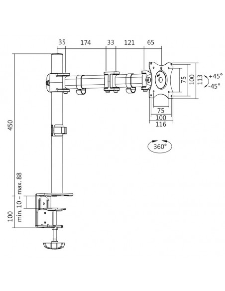 SUPORT de birou LOGILINK, pt 1 TV/monitor plat, diag. max 27