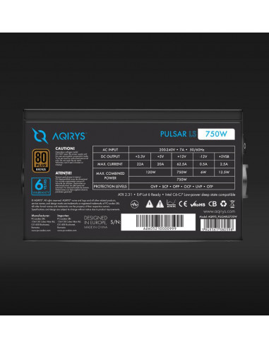 Sursa Aqirys Pulsar LS 750W 80+ Bronze certified, culoare