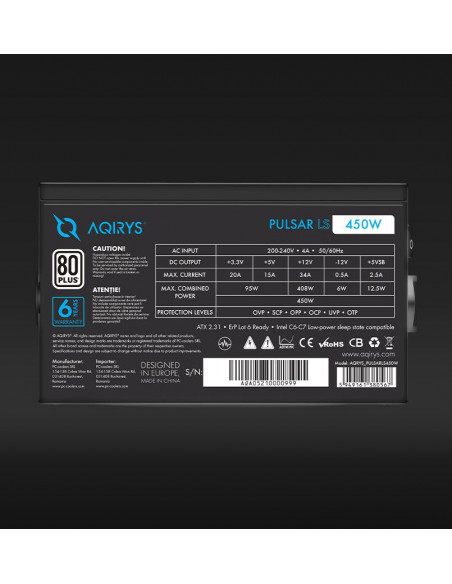 Sursa Aqirys Pulsar LS 450W 80+ White certified, culoare