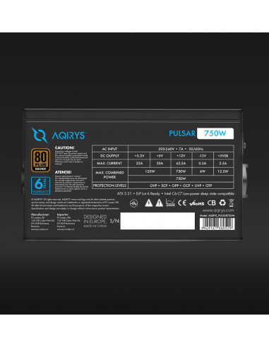 Sursa Aqirys Pulsar 750W 80+ White certified, culoare