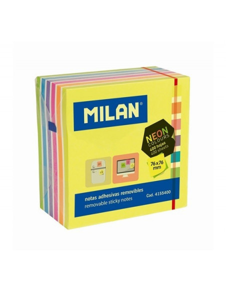 BLOC NOTES ADEZIV CUB 76X76 7 CULORI NEON MILAN,4155400
