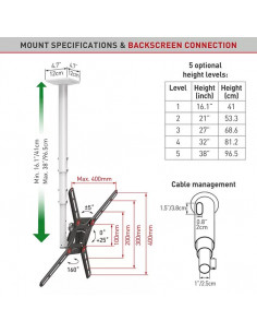 ﻿Suport TV de perete, Barkan 3500.W, Fix, 29"- 65", VESA 400 x 2