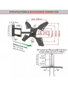 Suport TV de perete, Barkan 3400L.B, Fix, 32"- 70", VESA 400 x 2