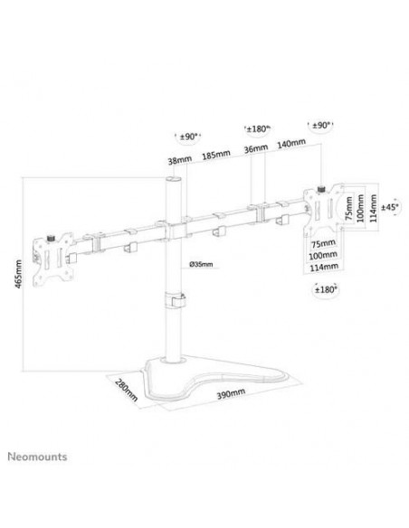 Suport Monitor de Birou Dual, Neomounts by Newstar