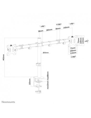 Suport Monitor de Birou Dual, Neomounts by Newstar Suport Monitor de Birou Dual, Neomounts by Newstar