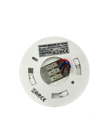 Senzor de miscare Hepol, interior (IP20), alb, 360