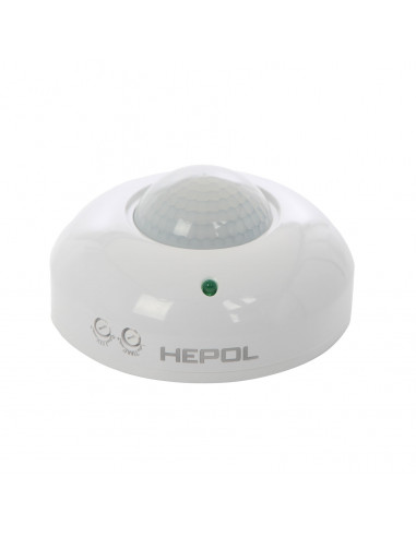 Senzor de miscare Hepol, interior (IP20), alb, 360
