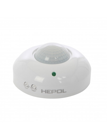 Senzor de miscare Hepol, interior (IP20), alb, 360