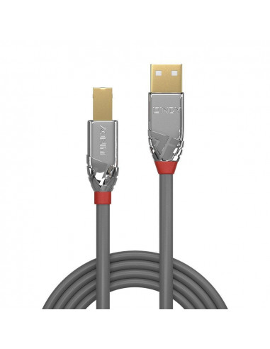 Cablu transfer Lindy LY-36643, USB 2.0 Type A to B, 3m, Cromo