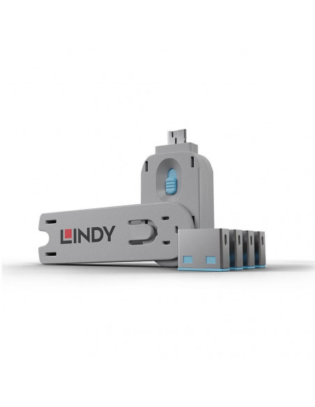 Adaptor Lindy LY-40452, USB Port Locks 4x, blue,LY-40452
