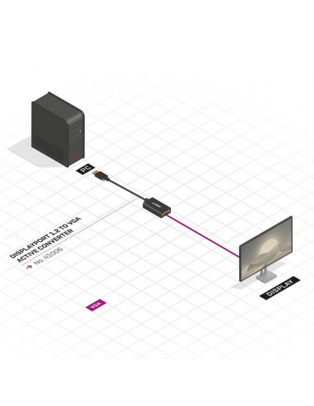 Adaptor Activ Lindy LY-41006, DisplayPort to VGA, negru,LY-41006