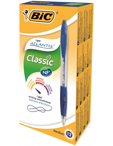 Pix BIC Atlantis Clic, 12 buc/cutie, albastru,887131/SET