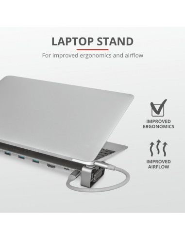 Dock USB Trust Dalyx, 10 porturi USB-C, aluminiu,TR-23417
