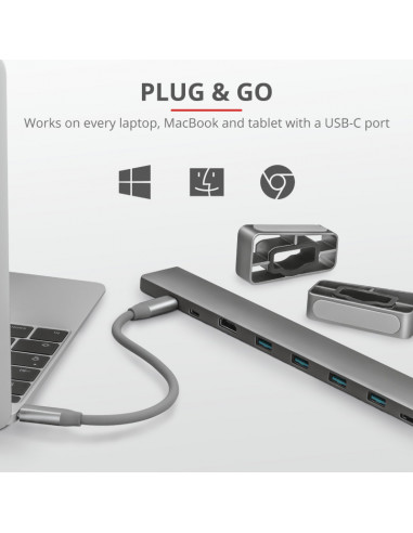 Dock USB Trust Dalyx, 10 porturi USB-C, aluminiu,TR-23417