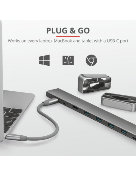 Dock USB Trust Dalyx, 10 porturi USB-C, aluminiu,TR-23417