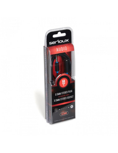 Cablu prelungitor audio Serioux, jack Stereo 3.5mm tata - jack