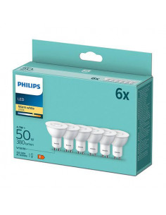 Pachet 6 becuri LED Philips, GU10, 4.7W (50W), 380 lm, lumina