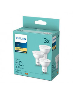 Pachet 3 becuri LED Philips, GU10, 4.7W (50W), 380 lm, lumina 2