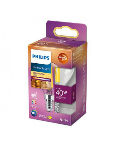 Bec LED vintage Philips Classic P45, E14, 3.4W (40W), 470 lm