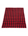 Patura fleece cu blanita model Carouri Rosii 200x220