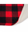 Patura fleece cu blanita model Carouri Rosii 200x220