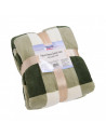 Patura fleece cu blanita model Carouri Verzi 150x200