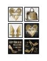 Set 6 tablouri decorative Gold Heart,HR-S6STKO21