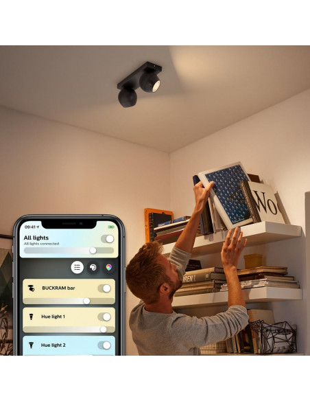 Bara cu 2 spoturi luminoase Philips Buckram Hue, 2xGU10, 5W
