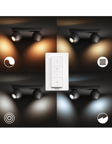 Bara cu 2 spoturi luminoase Philips Buckram Hue, 2xGU10, 5W