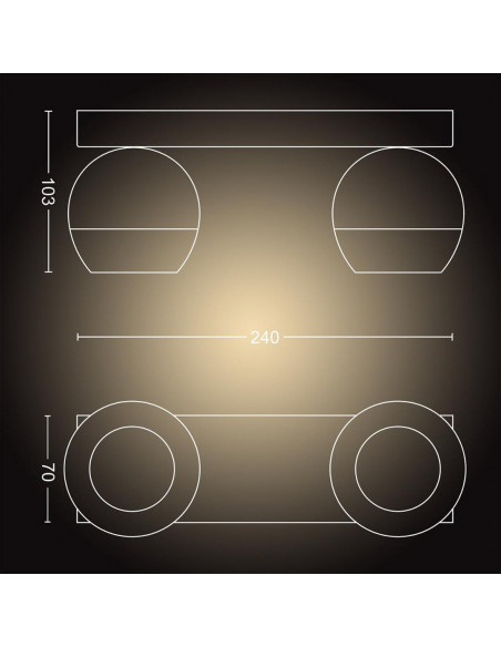 Bara cu 2 spoturi luminoase Philips Buckram Hue, 2xGU10, 5W