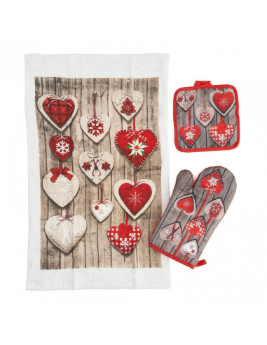 Set Heinner bucatarie 3 piese Craciun Gri,HR-KS3H-GREY